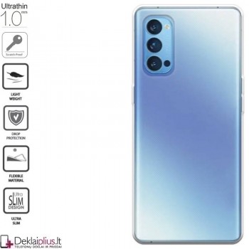 Skaidrus - 1 mm.storio silikoninis dėklas (Oppo Reno 4)